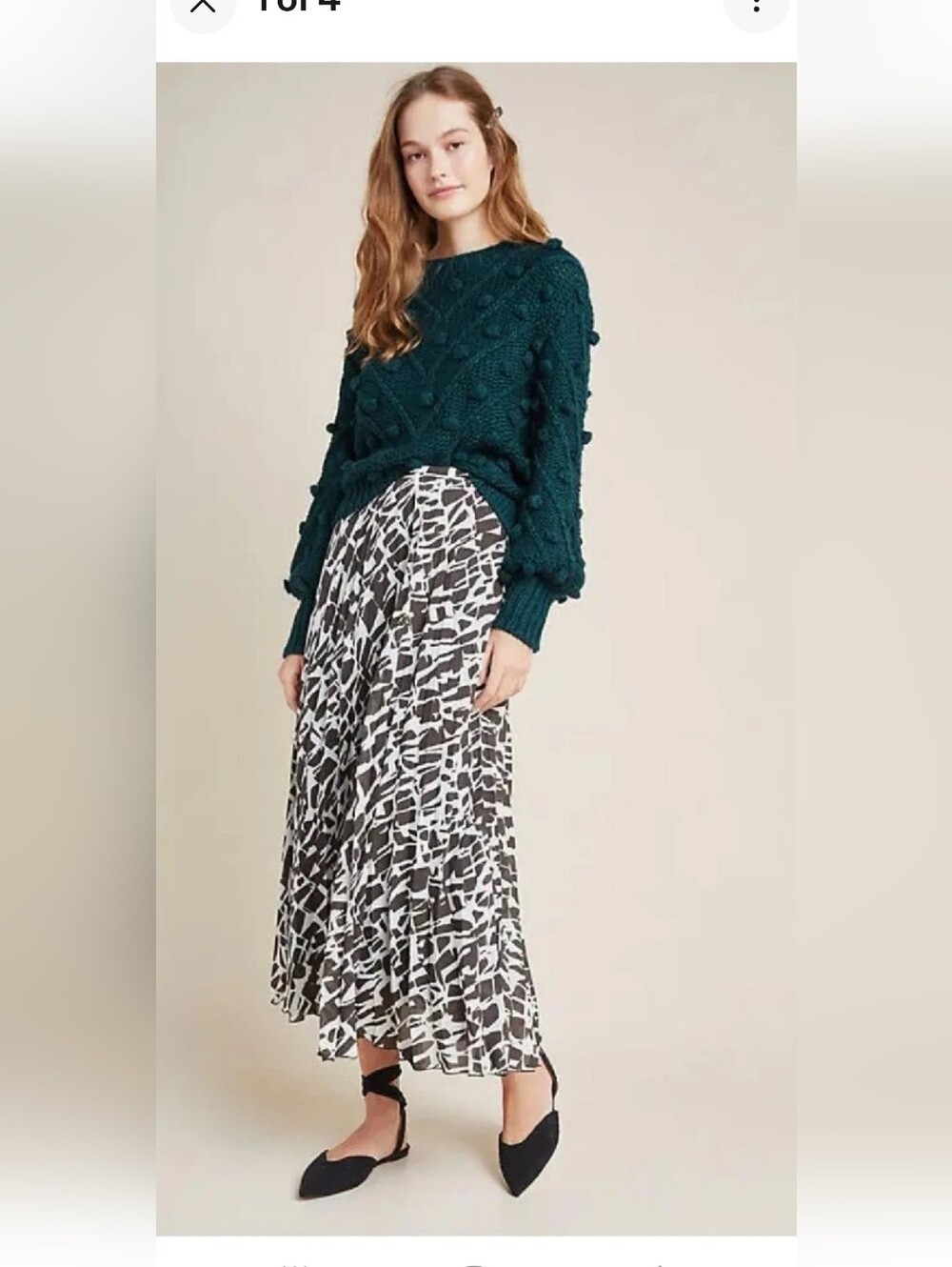 Anthropologie Maeve Hildi Pleated Midi Skirt Size M D06